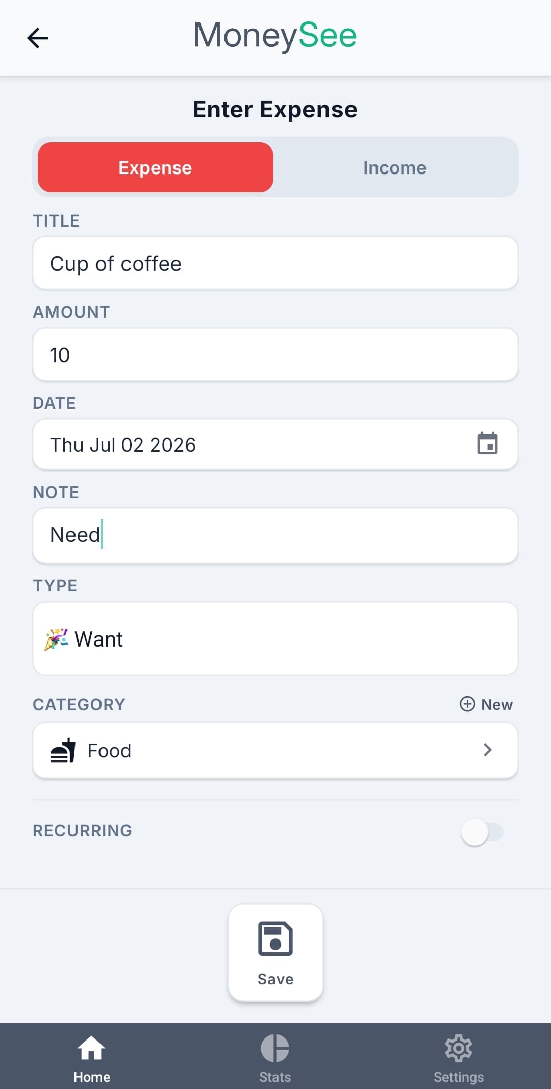 MoneySee app screenshot 2